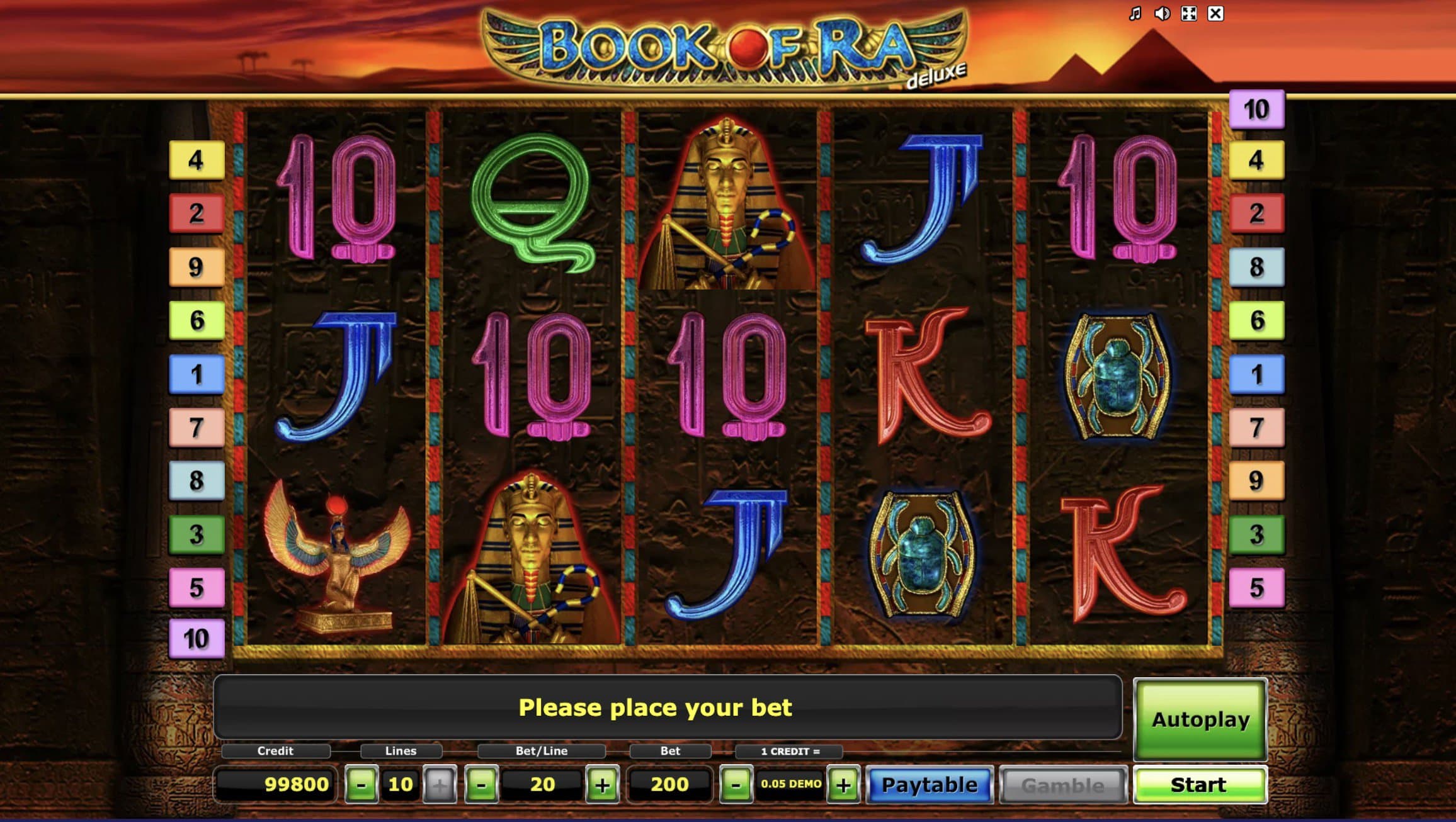 Book of Ra spēļu aparāts