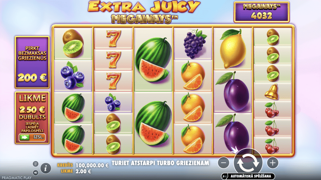 Extra Juicy Megaways demo spēle