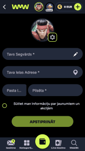 Ievadiet papildu informāciju par sevi