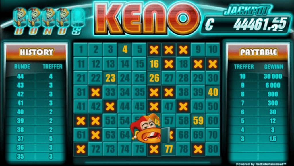 Progressive Jackpot keno